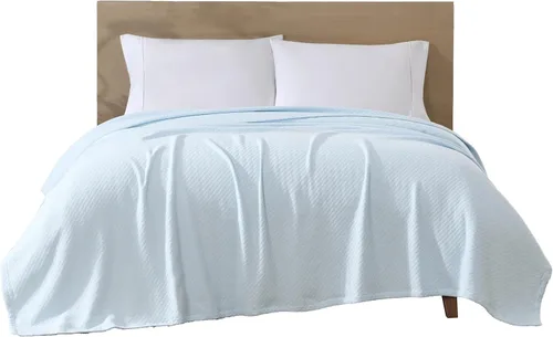 Beatrice Home Fashions Manta Certificada GOTS de Algodón Orgánico 100 % de Peso Medio, Manta Suave y Acogedora para Cama, Sofá, Sofá Cama, Silla,