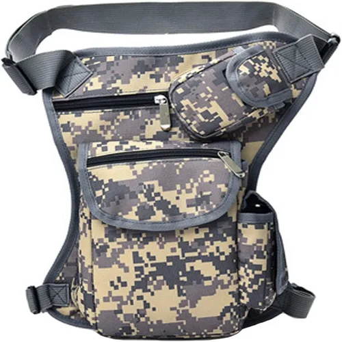Miniatura 6 de Pequeña bolsa multiusos para pierna de cintura caída, bolsa de lona táctica para la cadera, paquete Molle para deporte, camping, senderismo, Verde