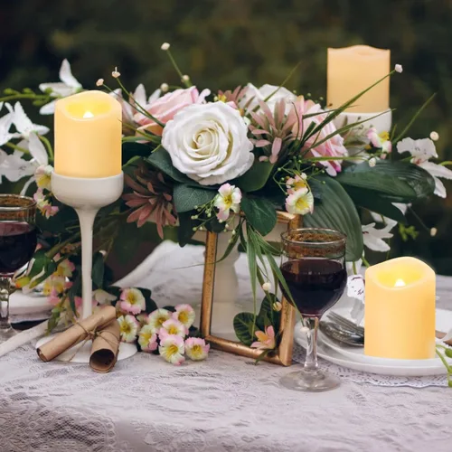 Miniatura 8 de IMAGE Velas de té sin llama con temporizador y control remoto, paquete de 12 velas votivas sin llama para decoración del hogar, bodas y eventos.