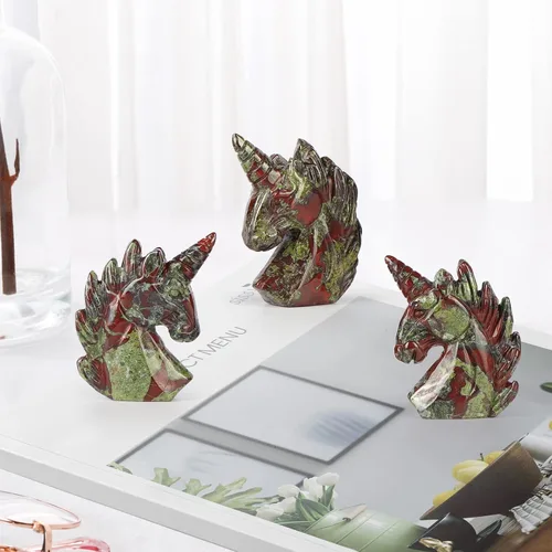 Miniatura 6 de Artistone Estatua de piedra preciosa de cristal de unicornio de 2 pulgadas, colección de esculturas tallada a mano con piedra curativa de Reiki