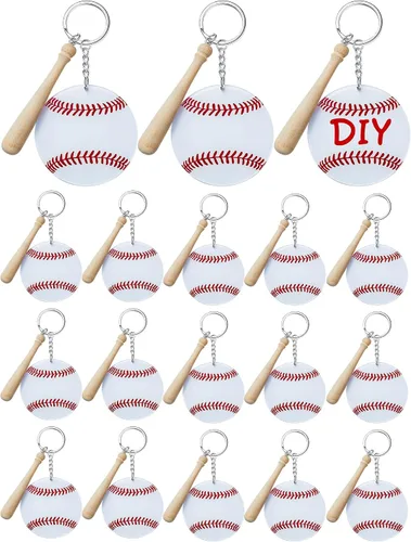 Miniatura 8 de Taiyin 18 juegos de llaveros acrílicos de béisbol y sóftbol a granel para bolsa de pelotas de bricolaje, regalos de fiesta deportiva, mini dijes