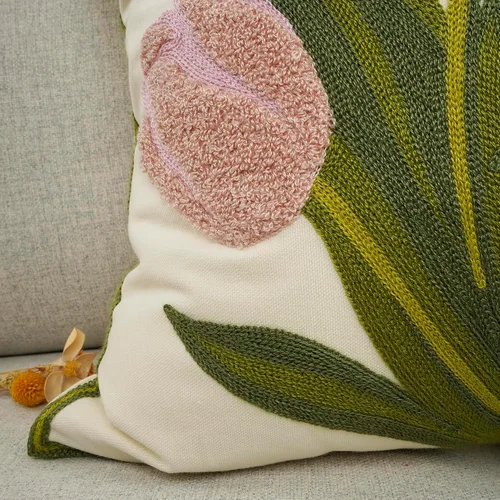Miniatura 7 de YOUR SMILE Paquete de 2 fundas de almohada bordadas decorativas de 18 x 18 pulgadas, funda de cojín floral de granja para el suelo, para sofá, sala