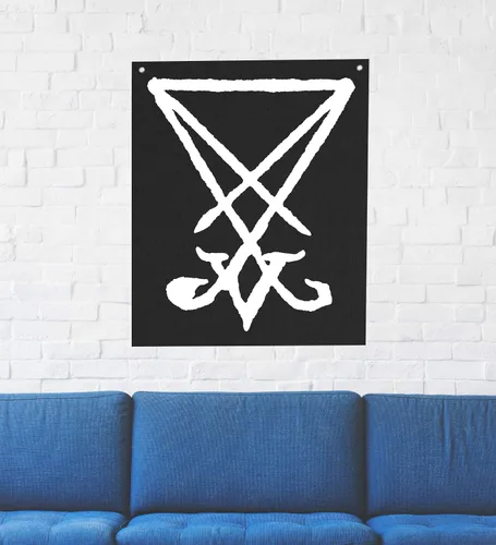 Sigil of Lucifer - Tapiz de pared – Cráneo de cabra Pentagrama Demoníaco Demonio Demonio Demonio Mal Mendes Cabeza de Cabra Gótico Metal Oculto Punk