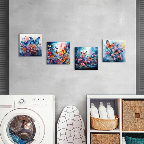 Miniatura 4 de Arte de pared de mariposa azul, imágenes de mariposas azules, decoración de pared de baño, imágenes abstractas de flores silvestres, impresiones