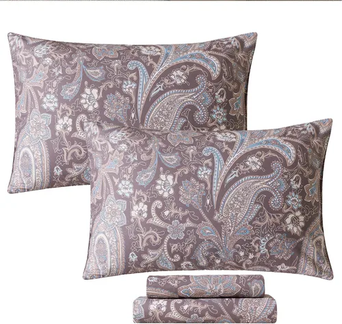 Miniatura 52 de FADFAY Juego de sábanas de cama con estampado floral amarillo, de algodón, tamaño King, suaves, transpirables, estilo Shabby Coquette, con bolsillo
