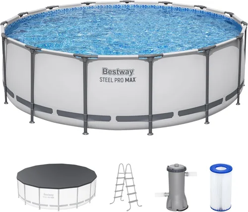 Miniatura 11 de Bestway Steel Pro MAX - Juego de piscina para exteriores con estructura de metal redonda de 14 pies x 48 pulgadas con bomba de filtro de 1,000