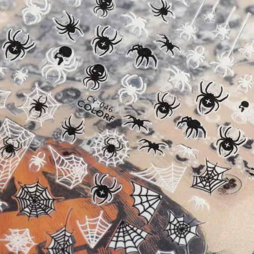 Miniatura 5 de Calcomanías de uñas de Halloween, que brillan en la oscuridad, calcomanías de uñas luminosas 3D, autoadhesivas, calabaza, calavera, murciélago