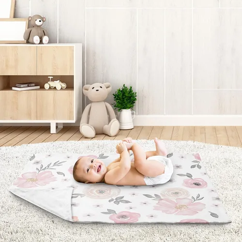 Miniatura 3 de Sweet Jojo Designs Manta suave para bebé (rosa/gris bohemio floral) para niñas, bebés, recién nacidos, niños pequeños, 30 x 36 pulgadas, manta