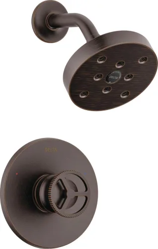 Miniatura 11 de Delta Faucet Trinsic Serie 14 Grifo de ducha cromado de una sola manija con cabezal de ducha H2Okinetic, juego de grifo de ducha, kit de molduras