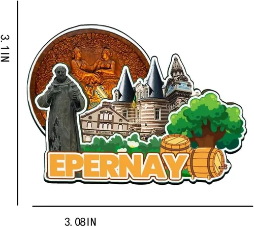 Miniatura 3 de Epernay Grand Est France - Imán de madera para nevera, monumentos 3D, recuerdos coleccionables, decoración hecha a mano -2948