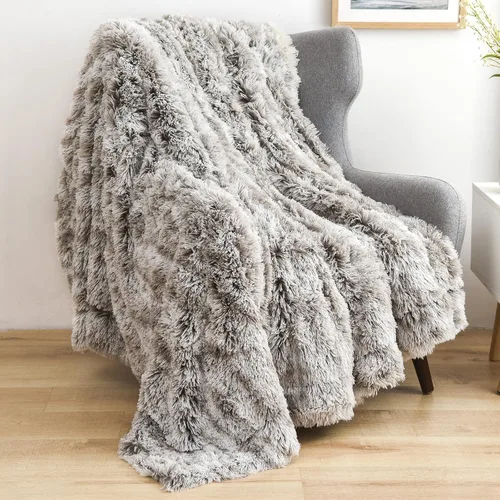 Miniatura 38 de GONAAP Manta de Tiro de Piel Sintética Mullida Tamaño Twin Rosa Claro Súper Suave Acogedora Felpa Mullida Lanuda para Sofá, Sillón o Cama