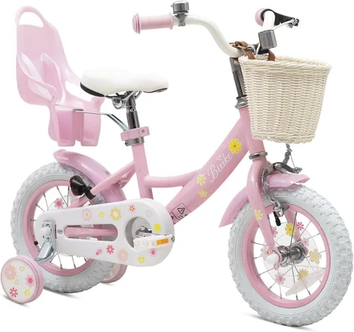 Miniatura 6 de Bixike Girls Bike with Basket for Toddlers and Kids Aged 3-14 Years Old, 12 14 16 18 Inch with Training Wheels & Doll Seat, 20 Inch with Kickstand &