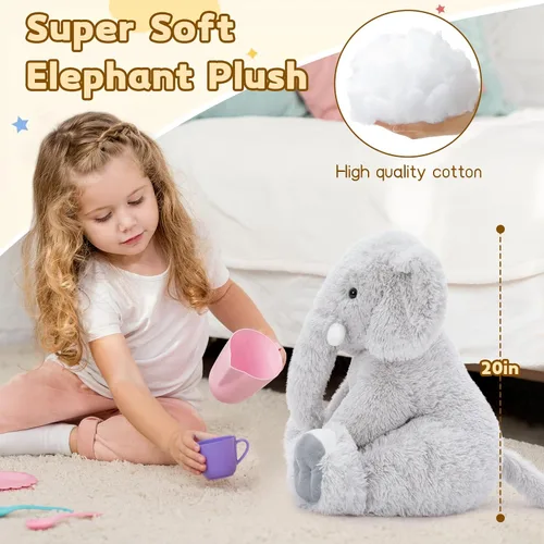 Miniatura 3 de Toys Studio Elefante de peluche gigante de 19.6 pulgadas, elefante gris de peluche para niños y niñas, regalos de cumpleaños, Navidad, día de San