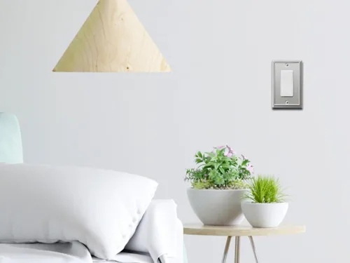 Miniatura 5 de OKAWYC Aria - Placa de pared metálica para interruptor de luz de decoración individual, paquete de 4 unidades, níquel cepillado de 1 banda