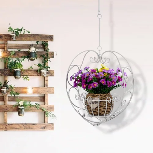 Miniatura 6 de Soporte para plantas colgantes de 39.7 pulgadas, maceta de corazón de metal, macetas colgantes para patio, porche, dormitorio, decoración de sala