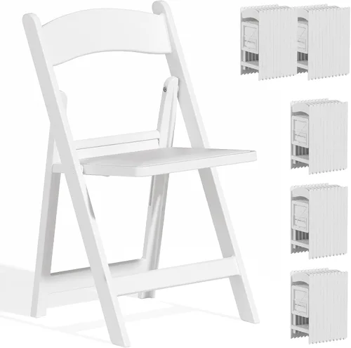 Miniatura 10 de Paquete de 4 sillas plegables de resina, sillas plegables de capacidad de peso de 650 libras con asientos acolchados, silla plegable ligera