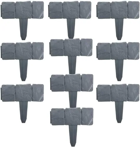 10 unidades de borde de jardín, borde decorativo de plástico gris para jardín, jardín, jardín, jardín, patio, decoración de caminos