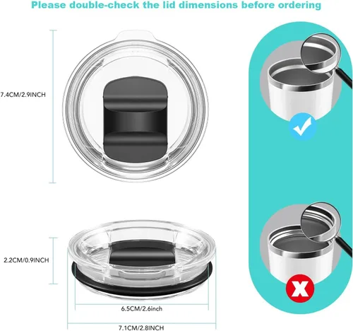 Miniatura 7 de 10 oz Wine Tumbler Lid Replacement, 2 Pack Magnetic Slider Cup Lids Compatible with YETI 6 oz Espresso Mug, 8 oz Stackable Cup, 10oz Tumbler and 10