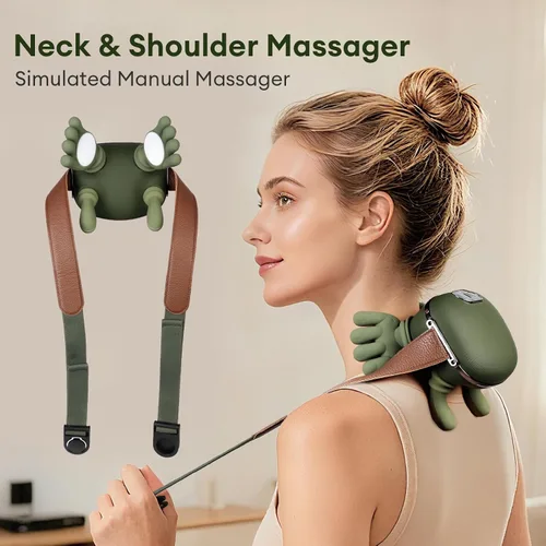 Miniatura 2 de Masajeador de cuello con calor, masajeador eléctrico Shiatsu para cuello y hombros con mano maestra N7, regalos para hombres y mujeres Verde