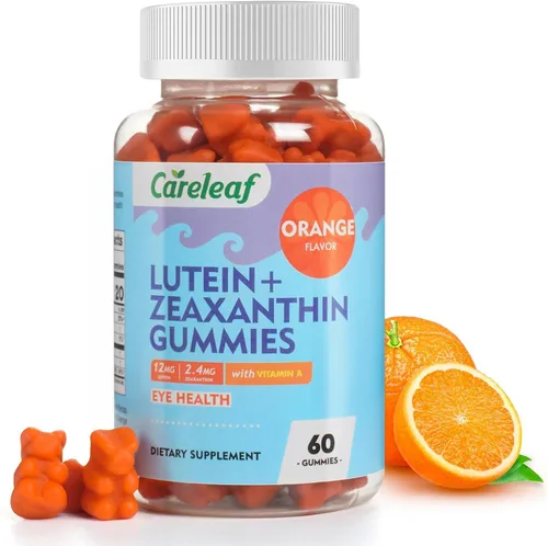 Suplementos veganos de luteína y zeaxantina, luteína para ojos con zeaxantina y vitamina A, gomitas de luteína para alivio de ojos secos y visión