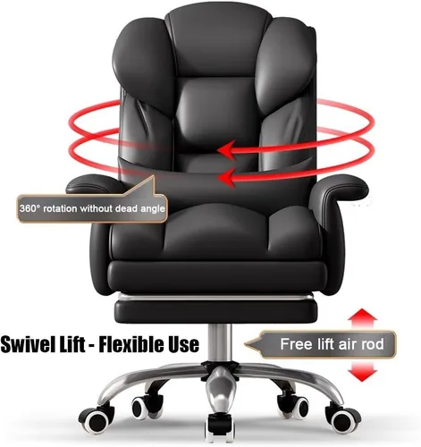 Miniatura 4 de Silla de oficina, silla de oficina ejecutiva con reposapiés, silla de oficina grande y alta, sillas ergonómicas de escritorio para oficina en casa