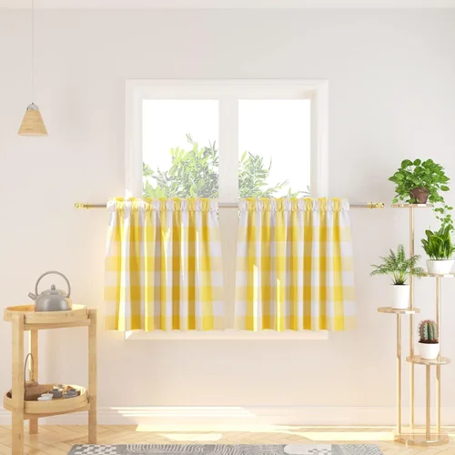 Miniatura 166 de Cenefas de cortina para ventana de 16 pulgadas de largo, 2 paneles de cuadros búfalo, cortinas pequeñas con bolsillo para barra, estilo clásico