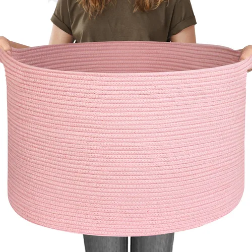 Miniatura 26 de MEGASKET Cesta grande de manta negra, 22 x 22 x 14 pulgadas, contenedor de cuerda tejida para almacenamiento, caja de almacenamiento de juguetes