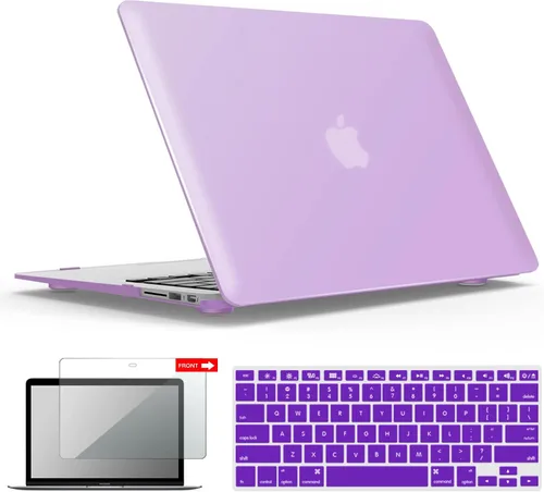 Miniatura 25 de iBenzer Carcasa rígida de plástico con superficie suave 3 en 1 y cubierta para teclado y protector de visualización para MacBook Air, Negro