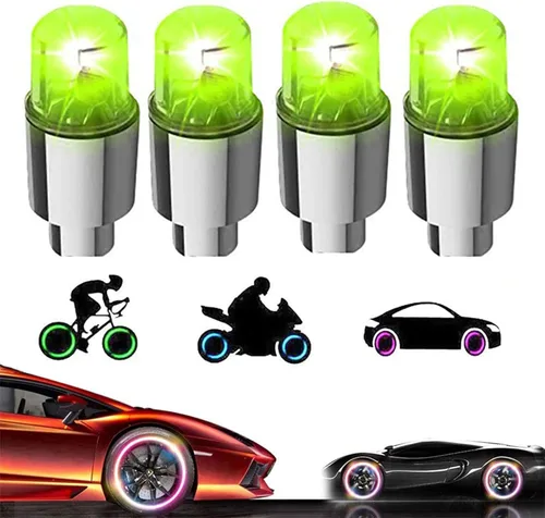 Miniatura 10 de 20 Pack de tapas de válvula de luz LED para neumáticos de coche, ruedas y conjuntos, luces de neumáticos de bicicleta, motocicleta, luz de válvula