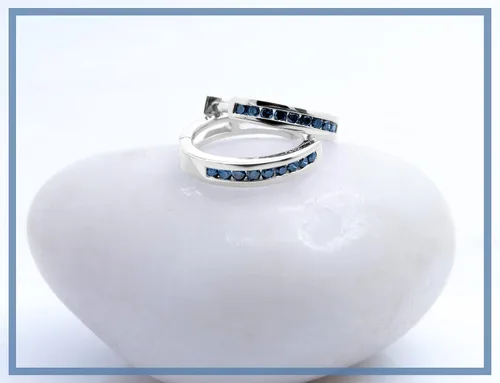 Miniatura 3 de Dazzlingrock Collection - Pendientes de aro pequeños de 0,18 quilates (14 quilates, oro blanco)