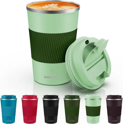 Miniatura 24 de MOMSIV Taza de viaje de 17 onzas, taza de café aislada con tapa a prueba de fugas, vaso reutilizable de doble pared de acero inoxidable al vacío
