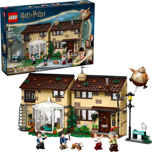LEGO Harry Potter Privet Drive: La Visita de la Tía Marge Juguete para Niños - Rincón de libros para construir y decoración de habitación para niños
