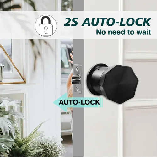 Miniatura 4 de Perillas de puerta negras con cerradura de teclado digital, cerradura de puerta electrónica con mango para el hogar, dormitorio, apartamento