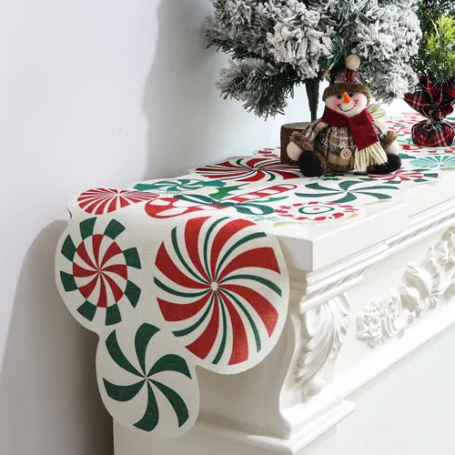 Miniatura 4 de FOIMAS Camino de Mesa de Dulces de Navidad, 71 x 13 pulgadas Camino de Mesa de Dulces Piruleta de Menta, Manteles de Mesa para Ornamento de Mesa