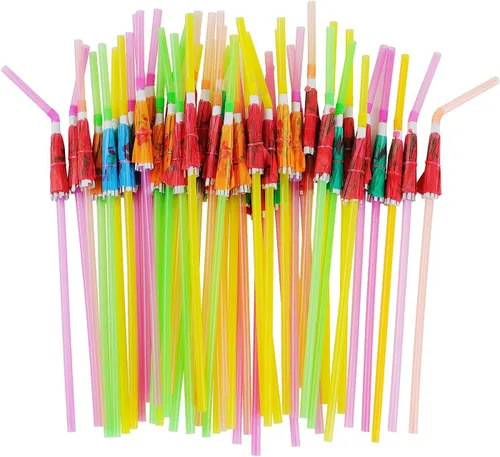 ALINK 50 Pajillas con Sombrilla Parasol, Suministros de Decoración para Fiestas en la Playa de Cóctel de Luau en Estilo Hawaiiano Diseño de paraguas