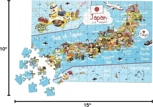 Miniatura 8 de Rompecabezas de madera con mapa de Japón, 152 piezas, 15 x 10 pulgadas