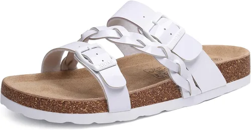 Miniatura 17 de KIDMI Sandalias con plantilla de corcho para mujer con soporte de arco, cómodas sandalias deslizantes con hebilla ajustable para el verano