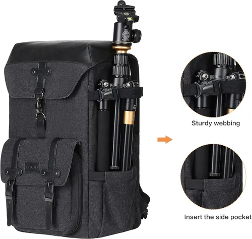 Miniatura 4 de MOSISO Mochila para cámara, DSLR/SLR/SLR/sin espejo, para fotografía vintage, con soporte para trípode y cubierta para lluvia y compartimento