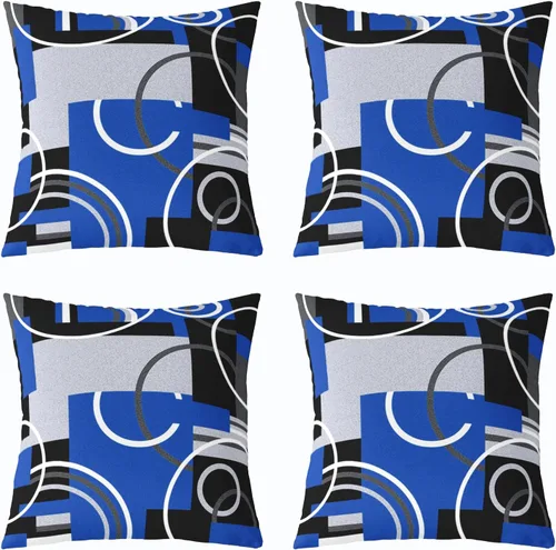 Miniatura 34 de Fundas de almohada geométricas modernas con rayas en rojo, marrón y negro, diseño retro de círculos y remolinos, juego de 4 fundas de almohada de 16
