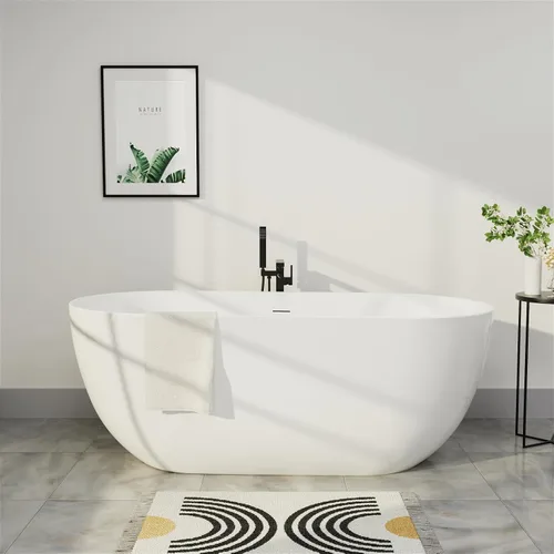 Miniatura 10 de Bañera independiente de acrílico Lucite de 47 pulgadas, bañera de remojo japonesa de forma cuadrada con diseño de asiento, desagüe cromado derecho