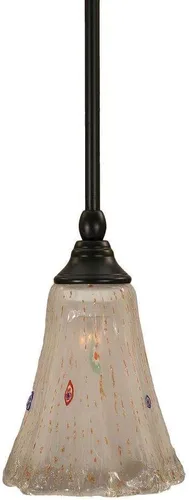 Miniatura 244 de Toltec Lighting Tallo Colgado Mini colgante, acabado de cobre negro, 3.5" cuadrado humo burbuja vidrio