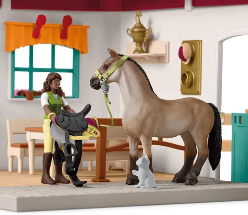 Miniatura 5 de schleich Horse Club - Juego de caballos ecuestre de 19 piezas con figuras de caballo y jinete, puesto de lavado con brazo de manguera giratorio