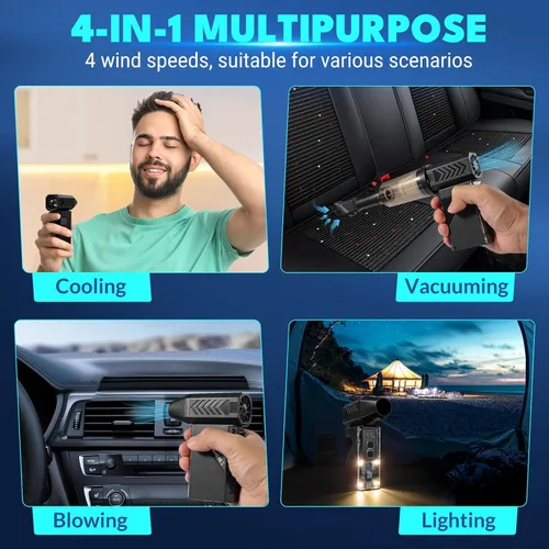 Miniatura 2 de Ventilador Turbo Potente, Mini Plumero Eléctrico de Aire Comprimido y Aspiradora, 130000RPM Soplador de Aire Portátil Recargable Inalámbrico de Mano