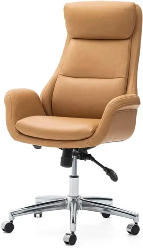 Miniatura 5 de Glitzhome Silla de oficina ejecutiva moderna, silla de escritorio ergonómica de piel sintética con respaldo alto, silla de oficina giratoria