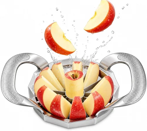LIIGEMI Cortador de manzana, cortador de acero inoxidable de 12 rebanadas, cortador y divisor de acero inoxidable resistente, mango antideslizante,