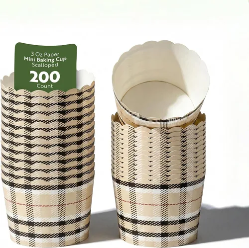 Miniatura 43 de Restaurantware Paquete de 200 moldes de papel para cupcakes de 3.38 onzas, resistentes a la grasa, festoneados para horno, elegantes tazas