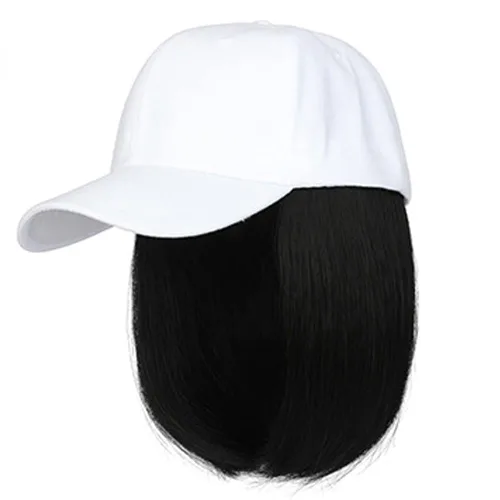 Miniatura 4 de YEKEYI Gorra de béisbol con extensiones de cabello, peluca sintética para mujer, gorra de béisbol ajustable (beige negro)