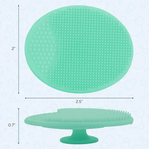 Miniatura 6 de S&T INC. Cepillos de baño exfoliantes y de masaje para la costra láctea del bebé, de silicona - 2 pulgadas x 2.5 pulgadas, gris y turquesa, paquete