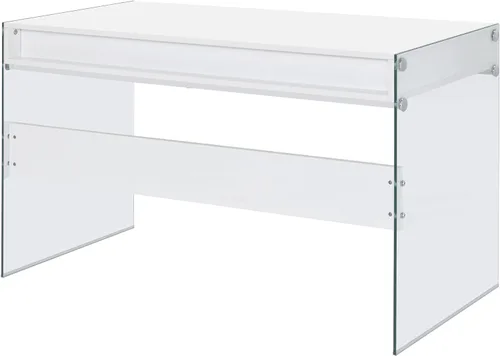 Miniatura 10 de Allora Escritorio contemporáneo de madera/vidrio, acabado blanco brillante, 48 pulgadas de ancho x 23.5 pulgadas de profundidad x 29.5 pulgadas