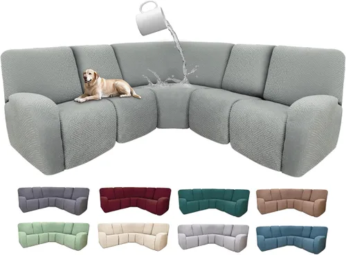 Miniatura 32 de Fundas de sofá reclinable seccional 100% impermeables para sofá reclinable en forma de L, funda de sofá modular de esquina en forma de L, fundas